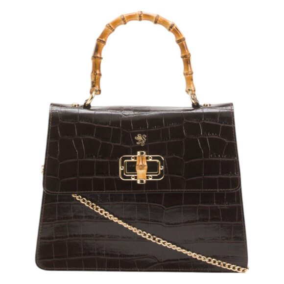 Pratesi Handbags - PRATESI Made In Italy Leather Crocodile Turn Lock Satchel With Handle